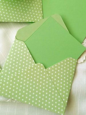 Комплект пликове с вложки - Зелено на точки - 8,50 х 10,50 см - 4 бр.