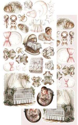 Комплект дизайнерска хартия - Baby – Girl - 6 листа