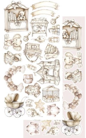 Комплект дизайнерска хартия - Baby – Girl - 6 листа