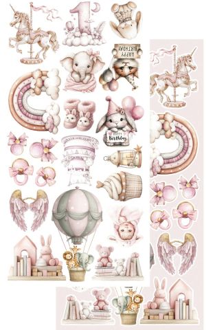 Комплект дизайнерска хартия - Baby – Girl - 6 листа