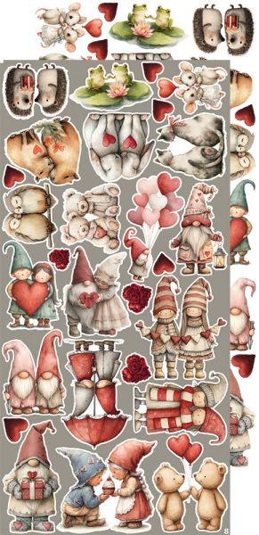 Комплект дизайнерска хартия с елементи за изрязване - In Love - 18 листа