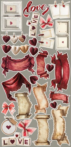 Комплект дизайнерска хартия с елементи за изрязване - In Love - 18 листа