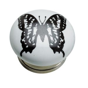 Дръжка - Керамична Бала с пеперуда - Ø 40 x 25 mm