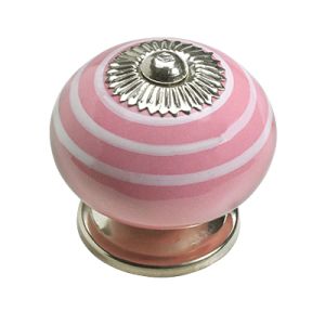 Дръжка - Керамична Розово с бяло - Ø 40 x 36 mm