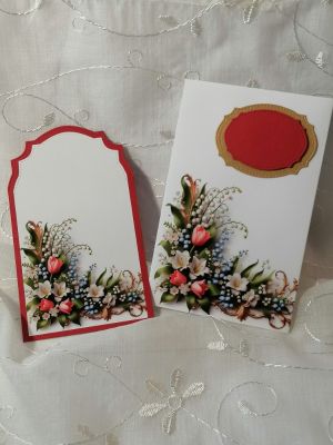 Комплект плик с вложка - Червено и златно Момина сълза- 15,70 х 10,00 см