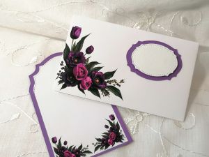 Комплект плик с вложка - Тъмно лилаво Лалета  - 15,70 х 10,00 см