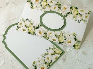 Комплект плик с вложка - Блестящо Зелено - 15,70 х 10,00 см