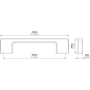 Дръжка - Сребристо сива цинкова сплав - 140х9х40 мм