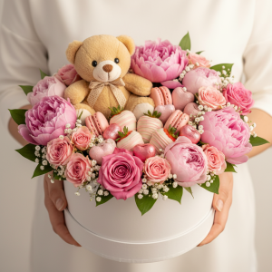 Цилиндрична / кръгла кутия за декорация - Бяло - Ø 15,00 х 14,50 см