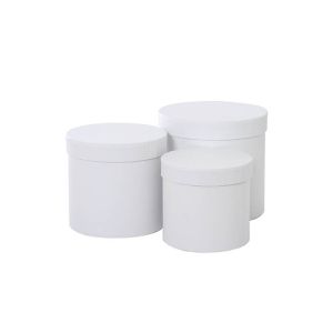 Комплект кутии за декорация Цилиндрична / кръгла - Бяло - 3 в 1