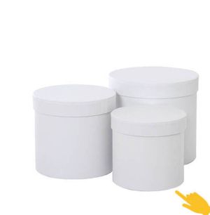 Цилиндрична / кръгла кутия за декорация - Бяло - Ø 15,00 х 14,50 см