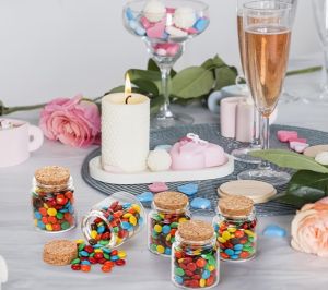 Стъклено бурканче с коркова тапа - Ø 6,50 см. х 6,00 см - 100 мл.