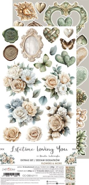Комплект дизайнерска хартия с елементи за изрязване - Lifetime Loving You EXTRAS MIX - 18 листа
