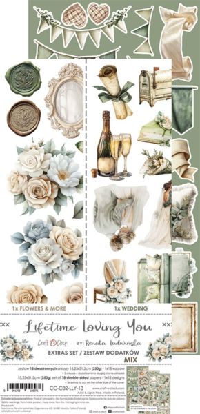Комплект дизайнерска хартия с елементи за изрязване - Lifetime Loving You EXTRAS MIX - 18 листа