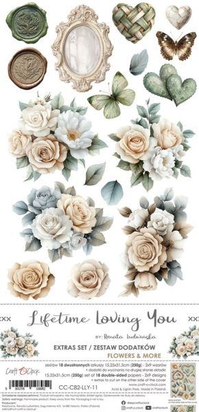 Комплект дизайнерска хартия с елементи за изрязване - Lifetime Loving You EXTRAS MIX - 18 листа