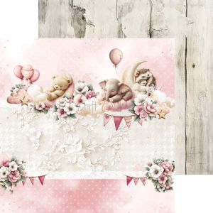 Комплект дизайнерска хартия - Baby Girl Universe MIX - 24 листа