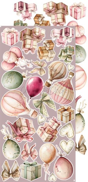 Комплект дизайнерска хартия с елементи за изрязване - Baby Girl Universe EXTRAS MIX - 18 листа