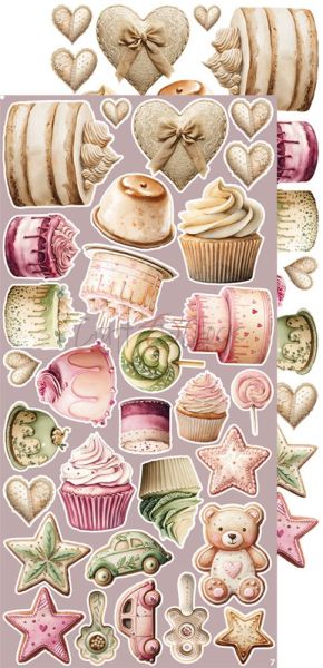 Комплект дизайнерска хартия с елементи за изрязване - Baby Girl Universe EXTRAS MIX - 18 листа