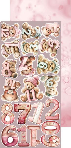 Комплект дизайнерска хартия с елементи за изрязване - Baby Girl Universe EXTRAS MIX - 18 листа