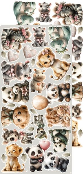 Комплект дизайнерска хартия с елементи за изрязване - Baby Girl Universe EXTRAS MIX - 18 листа