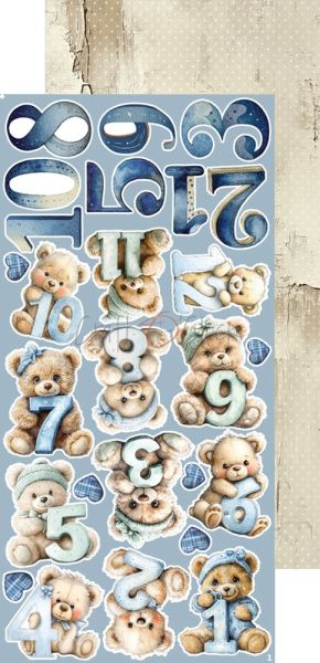 Комплект дизайнерска хартия с елементи за изрязване - Baby Boy Universe EXTRAS MIX - 18 листа