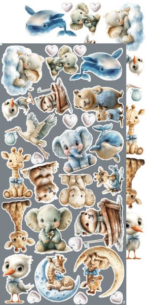 Комплект дизайнерска хартия с елементи за изрязване - Baby Boy Universe EXTRAS MIX - 18 листа