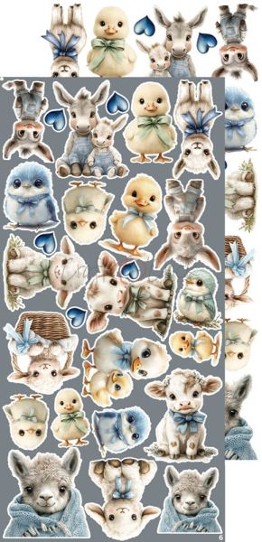 Комплект дизайнерска хартия с елементи за изрязване - Baby Boy Universe EXTRAS MIX - 18 листа