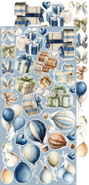 Комплект дизайнерска хартия с елементи за изрязване - Baby Boy Universe EXTRAS MIX - 18 листа