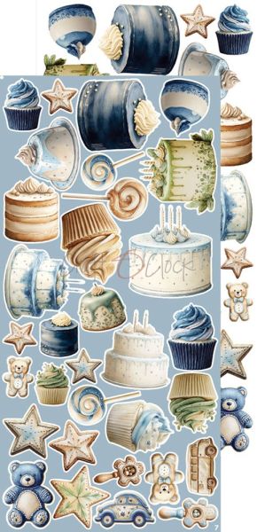 Комплект дизайнерска хартия с елементи за изрязване - Baby Boy Universe EXTRAS MIX - 18 листа