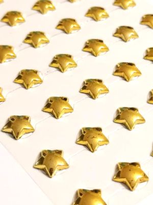 Полусферични самозалепващи перли - Звезди Злато - 54 бр.