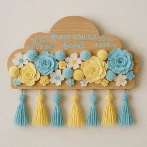 Пано за декорация от шперплат - Облаче право - 25,00 х 14,00 см