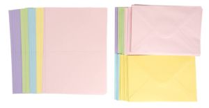 Комплект картички с пликове Пастелни цветове  - 10,5x15,00 cm - 50 бр 