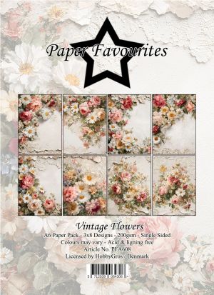 Дизайнерска хартия Vintage Flowers - 10.00 х 15,00 см - 24 листа