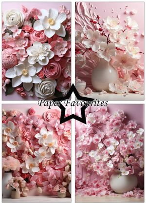 Дизайнерска хартия - Wedding Flowers  - 15,00 х 21,00  см - 24 листа