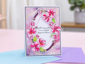 Комплект дизайнерскa хартия с металиков печат - Lunar Blooms - 24 листа