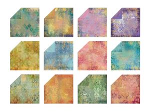 Комплект дизайнерскa хартия с металиков печат - Light Distressed Damask - 24 листа