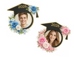 Зазвършване  - шапки за спомен с място за снимка или текст - 12,50 х10,00 см