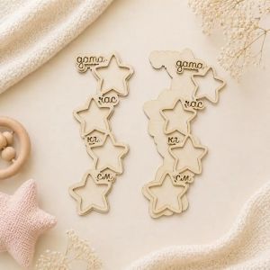 Елементи от бирен картон за Бебешка визитка Звездички - Дата, Час, Килограми, Сантиметри - 2 комплекта
