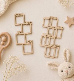 Елементи от бирен картон за Бебешка визитка Квадрат - Дата, Час, Килограми, Сантиметри - 2 комплекта