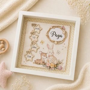 Елементи от бирен картон за Бебешка визитка Звездички - Дата, Час, Килограми, Сантиметри - 2 комплекта