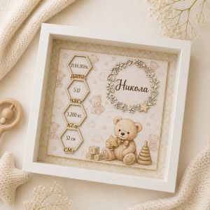 Бяла 3D дълбока Рамка - 25,00 х 25,00 х 3,00 см