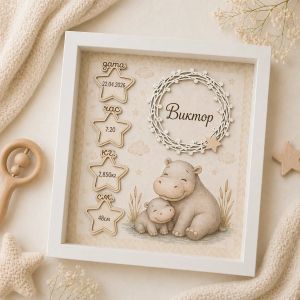 Елементи от бирен картон за Бебешка визитка Звездички - Дата, Час, Килограми, Сантиметри - 4 елемента