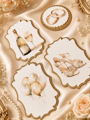 Комплект готови декоративни композиции Gold Wedding – 3D елементи за картички и scrapbooking - 11 броя