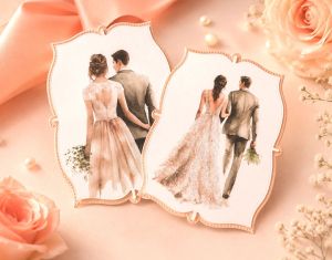 Комплект готови декоративни композиции Coral Wedding – 3D елементи за картички и scrapbooking - 11 броя