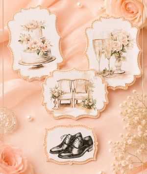 Комплект готови декоративни композиции Coral Wedding – 3D елементи за картички и scrapbooking - 11 броя