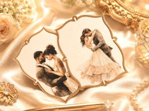 Комплект готови декоративни композиции Old Gold Wedding – 3D елементи за картички и scrapbooking - 11 броя