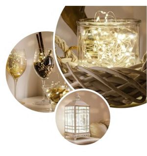 LED лампички - 1,00 м, 10 LED светодиода - жълта светлина