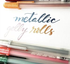 Комплект 3 броя Гел химикал Gelly Roll SAKURA JAPAN - Сребро, Злато и Бяло 0.8 мм
