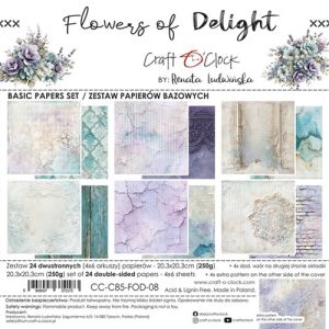 Комплект дизайнерска хартия - Flowers Of Delight - 24 листа