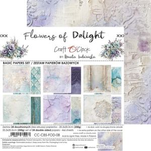 Комплект дизайнерска хартия - Flowers Of Delight - 24 листа